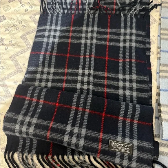 Burberry Blue and Gray Plaid Scarf - Picture 2 of 2